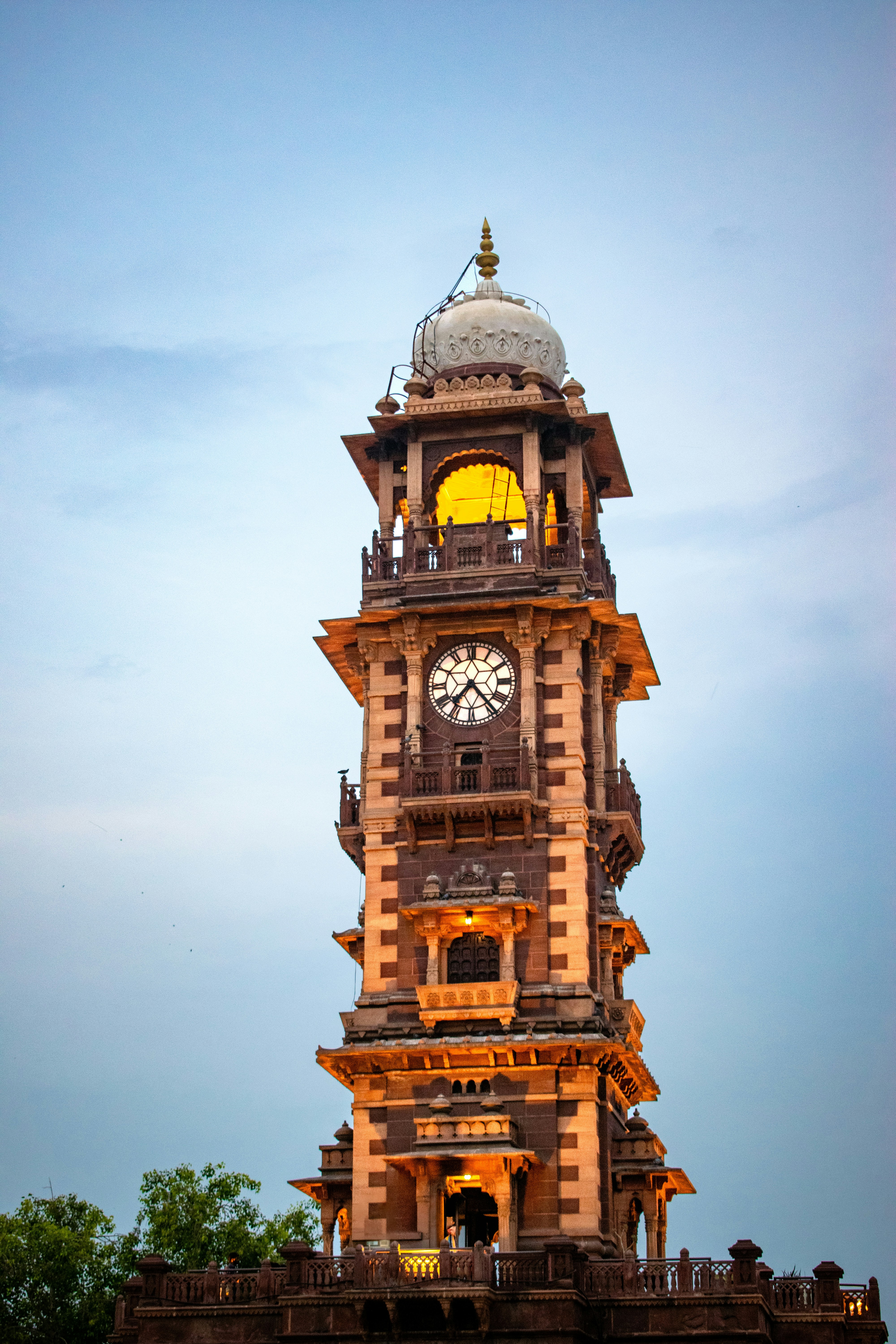 Historic Clock Tower in Jodhpur against the evening sky